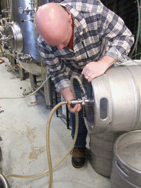 Keith getting the keg ready for cleaning