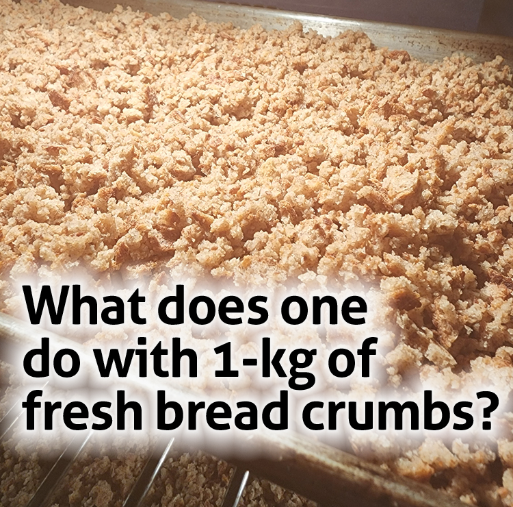 Breadcrumbs drying in the oven